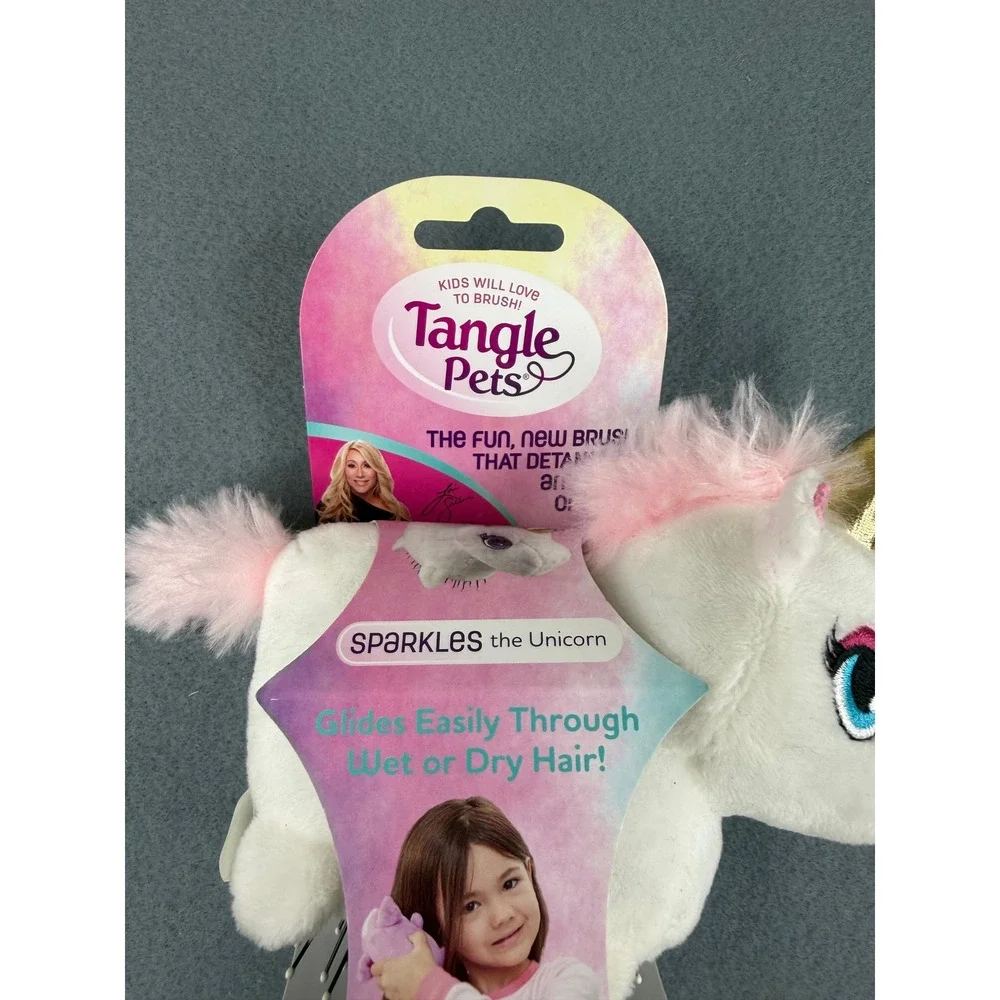Tangle Pets Hair Brush Girls OS White Sparkles the Unicorn Detangling Plush‎ Toy